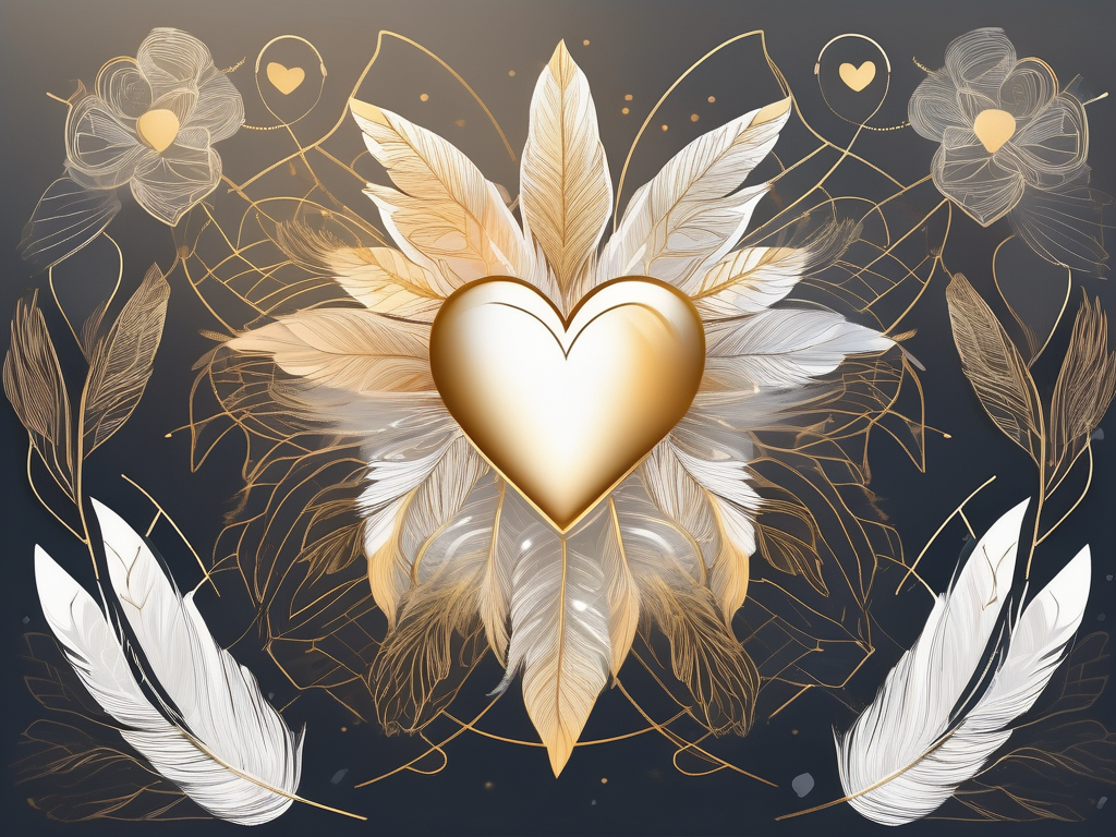 A radiant golden heart surrounded by symbolic elements like a warm light glow